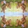 Салфетка для декупажа "Заяц с пасхальными яйцами", квадрат, размер 33х33 см, 3 слоя