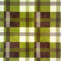 Салфетка для декупажа "Зелено-коричневая клетка", квадрат, размер 33х33 см, 3 слоя