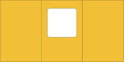 Малые открытки 3 шт., вырубка КВАДРАТ, цвет ярко-желтый, размер при сложении 100х150мм Открытки с тройным сложением (размер при сложении 100х150мм, в развороте 150х299мм), 270гр., 3 шт.