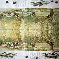 Салфетка для декупажа "Оливковая роща", квадрат, размер 33х33 см, 3 слоя