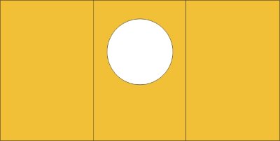 Малые открытки 3 шт., вырубка КРУГ, цвет ярко-желтый, размер при сложении 100х150мм Открытки с тройным сложением (размер при сложении 100х150мм, в развороте 150х299мм), 270гр., 3 шт.