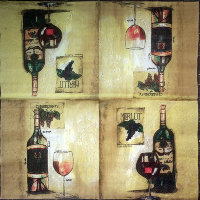 Салфетка для декупажа "Вино Merlot и Chardonnay", квадрат, размер 33х33 см, 3 слоя