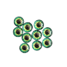Стеклянные радужно-зелено-желтые глазки с круглым черным зрачком, 8 мм, 10 шт., арт. QS-AL-K05056-04