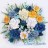 Картина с синими розами в белой раме, квиллинг, 25х25см, GRPK-024