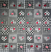 Салфетка для декупажа "Клетчатый орнамент с сердцами", квадрат, размер 33х33 см, 3 слоя