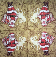 Салфетка для декупажа "Привет от Деда Мороза на коричневом", квадрат, размер 33х33 см, 3 слоя