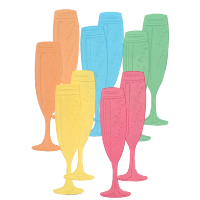 Фигурные бумажные вырубки "Бокал шампанского", микс 5 цветов, 9,5х2,5 см, 10 шт., арт. QS-LR0237-M1