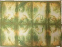 Корейская бумага ханди ручной выделки, микс светло-зелено-оранжево-белый, лист А4+, арт. 7031