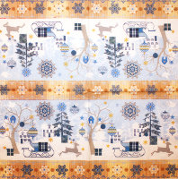 Салфетка для декупажа "Зимняя зарисовка и бордюры со снежинками", 33х33 см, 3 слоя, арт. SDL-BUL024