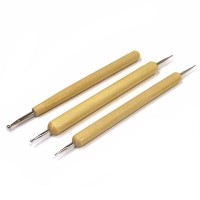 Инструменты для эмбоссинга и техники пергамано (шарики, деревяные ручки) 3 шт. в наборе