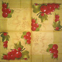 Салфетка для декупажа "Красная смородина", квадрат, размер 33х33 см, 3 слоя