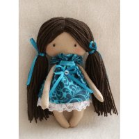 Набор для изготовления текстильной игрушки "Девочка в бирюзовом", 15 см, арт. MK-03, Ваниль