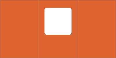 Малые открытки 3 шт., вырубка КВАДРАТ, цвет мандарин, размер при сложении 100х150мм Открытки с тройным сложением (размер при сложении 100х150мм, в развороте 150х299мм), 270гр., 3 шт.