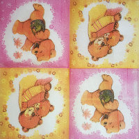Салфетка для декупажа "Медвежьи объятия", квадрат, размер 25х25 см, 1 слой