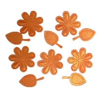 Фигурные бумажные вырубки "Цветок и листок", оранжевое золото, 3,5 см, 10 шт., арт. QS-CR1248-05-12