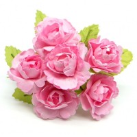 Декоративный букетик розовый, DKB149P, 6 цветков, диаметр цветка 2,5 см