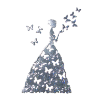 Фигурные картонные вырубки "Принцесса с бабочками" серебро голография, 10х7 см, 2 шт. и 16 бабочек, арт. QS-S07-26B-02G