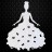 Фигурная бумажная вырубка "Дама в бальном платье", 1 шт., цвет белый или по запросу, 10,8х8,8 см, арт. QS-A-02006-01M