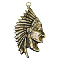 Шарм-подвеска бронзовая "Голова индейца", 1 шт., 55х28 мм, арт. AL-38410