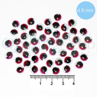 Бегающие глазки для игрушек: Круг/Точки, диаметр 8мм, 50шт., красный
