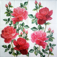 Салфетка для декупажа "Большие красные розы", квадрат, размер 33х33 см, 3 слоя, арт. SDL-BUL010