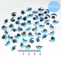 Бегающие глазки для игрушек: Круг/Точки, диаметр 12мм, 50шт., синий