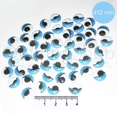 Бегающие глазки для игрушек: Круг/Точки, диаметр 12мм, 50шт., синий Бегающие глазки для игрушек: Круг/Точки, диаметр 12мм, 50шт., синий