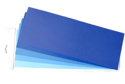 Листовая бумага для крупных элементов №23, 105х295мм, плотность бумаги 130 гр. сине-голубой микс, 5 сине-голубых тонов по 3 листа каждого тона, 15 листов, 105х295 мм, 130 гр.