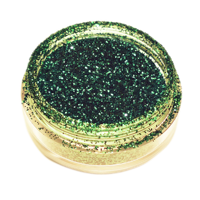 Блестки-глиттер, Р02-31 Зелёный-2 Рассыпчатые блестки-глиттер мелкой шестигранной фракции (0,02мм), в прозрачной баночке 1,5х3,0см