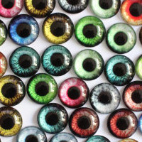 Стеклянные радужные глазки (разноцветный микс) с круглым черным зрачком, 20 мм, 20 шт., арт. QS-AL-K05473