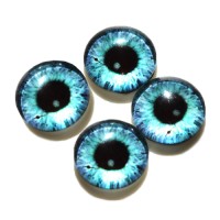 Стеклянные радужно-бирюзовые глазки, 12 мм, 4 шт., арт. GL-1214