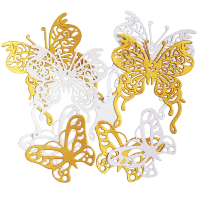 Фигурные бумажные вырубки "Бабочки" бело-золотые, 8 шт., арт. QS-A-06009-02M