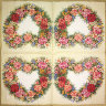 Салфетка для декупажа "Цветочный венок сердечком", квадрат, размер 33х33 см, 3 слоя