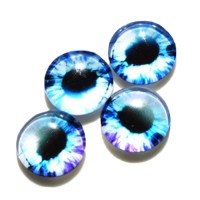 Стеклянные радужно-голубые глазки, 12 мм, 4 шт., арт. GL-1208