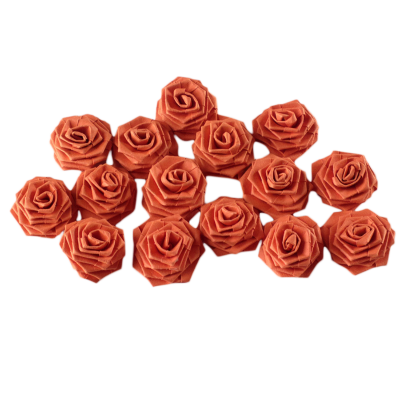 Бумажные цветы &quot;Розочки&quot;, цвет оранжевый, диаметр 20 мм, 15 шт., арт. QS-R-013 Бумажные цветы "Розочки", цвет оранжевый, диаметр 20 мм, 15 шт., арт. QS-R-013