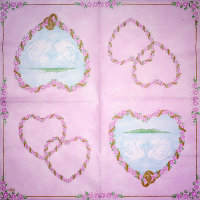 Салфетка для декупажа "Переплетение сердец", квадрат, размер 33х33 см, 3 слоя