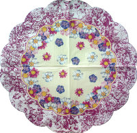 Салфетка для декупажа "Круглый цветочный орнамент", фигурный круг, диаметр 32 см, 3 слоя