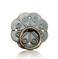 Фурнитура - ручка бронзовая "Цветок с кольцом", 1 шт., 30х30 мм, арт. AL-SCU298381