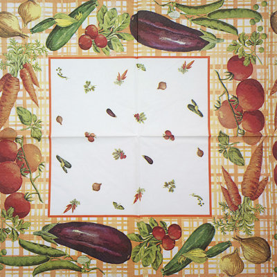 Салфетка для декупажа &quot;Овощной орнамент&quot;, квадрат, размер 33х33 см, 3 слоя Салфетка для декупажа "Овощной орнамент", квадрат, размер 33х33 см, 3 слоя