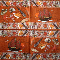 Салфетка для декупажа "Морские атрибуты на коричневом", 33х33 см, 3 слоя, арт. SDL-LMD-030817