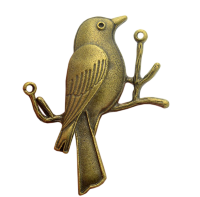 Шарм-подвеска бронзовая "Птица на ветке", 1 шт., 51х40 мм, арт. AL-3420C