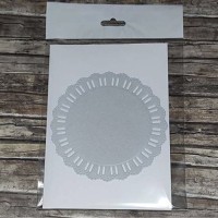 Заготовка: белая фактурная открытка 11,5х16,5 см с круглой серебристой вырубкой, арт. ZO-WH01