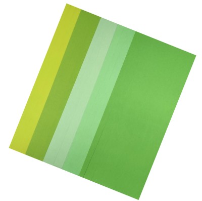 Листовая бумага для крупных элементов №21, 5 зеленых оттенков, 105х295мм, плотность бумаги 130 гр. зеленый микс, 5 зеленых тонов по 3 листа каждого тона, 15 листов, 105х295 мм, 130 гр.