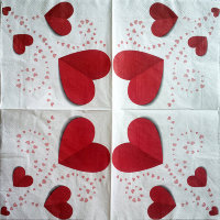 Салфетка для декупажа "Красные сердца", 33х33 см, 3 слоя, арт. SDL-LMD-270418