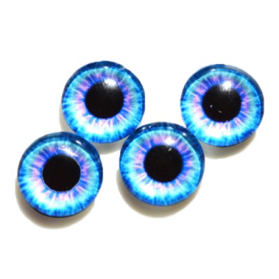 Стеклянные радужно-голубые глазки, 12 мм, 4 шт., арт. GL-1203 Неклеевые глазки, 4 шт., из стекла, с одной стороны выпуклые, яркая качественная печать узоров, выглядят реалистично.