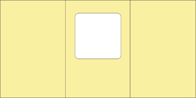 Малые открытки 3 шт., вырубка КВАДРАТ, цвет светло-желтый, размер при сложении 100х150мм Открытки с тройным сложением (размер при сложении 100х150мм, в развороте 150х299мм), 270гр., 3 шт.