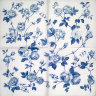 Салфетка для декупажа "Орнамент из синих роз", квадрат, размер 24х24 см, 2 слоя