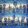 Салфетка для декупажа "Синие свечи", квадрат, размер 33х33 см, 3 слоя