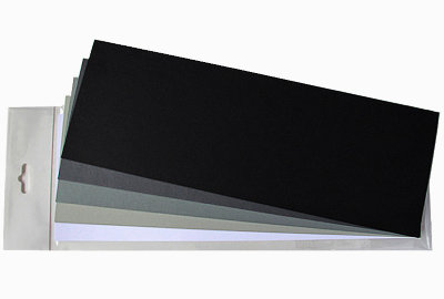 Листовая бумага для крупных элементов №24, 105х295мм, плотность бумаги 130 гр. черно-серый микс, 5 черно-серых тонов по 3 листа каждого тона, 15 листов, 105х295 мм, 130 гр.