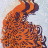 Фигурные бумажные вырубки "Павлины" фиолетово-оранжевые металлики, 4 шт., 12х6 см, арт. QS-S13-94B-01M